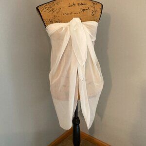Swimsuit Wrap w/Tie Cover-Up Sarong Women Size S/M White
